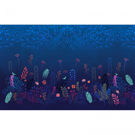 TISSU JERSEY KING BLUE FLOWERS